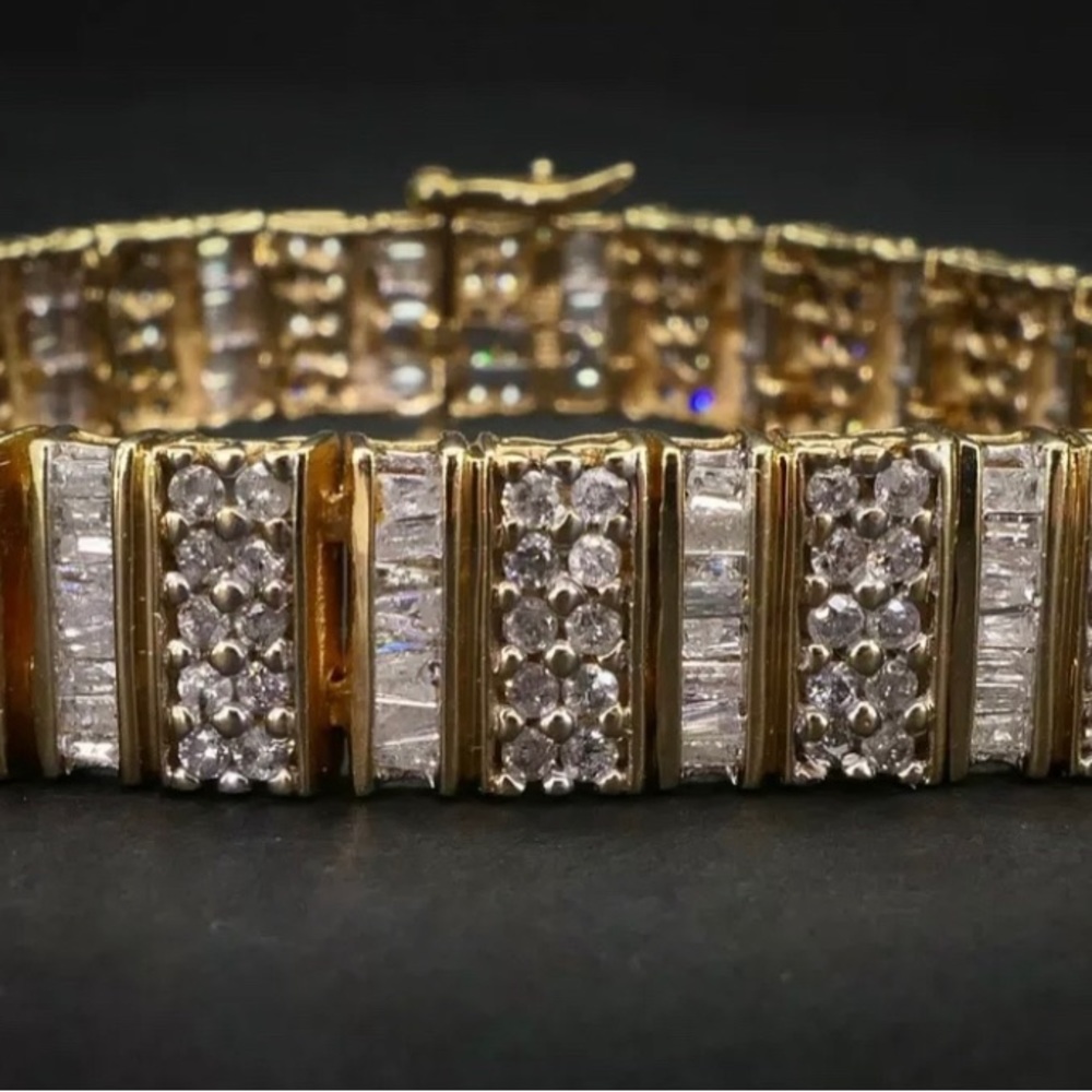 6.44 cttws GENUINE DIAMOND 10K GOLD BRACELET
